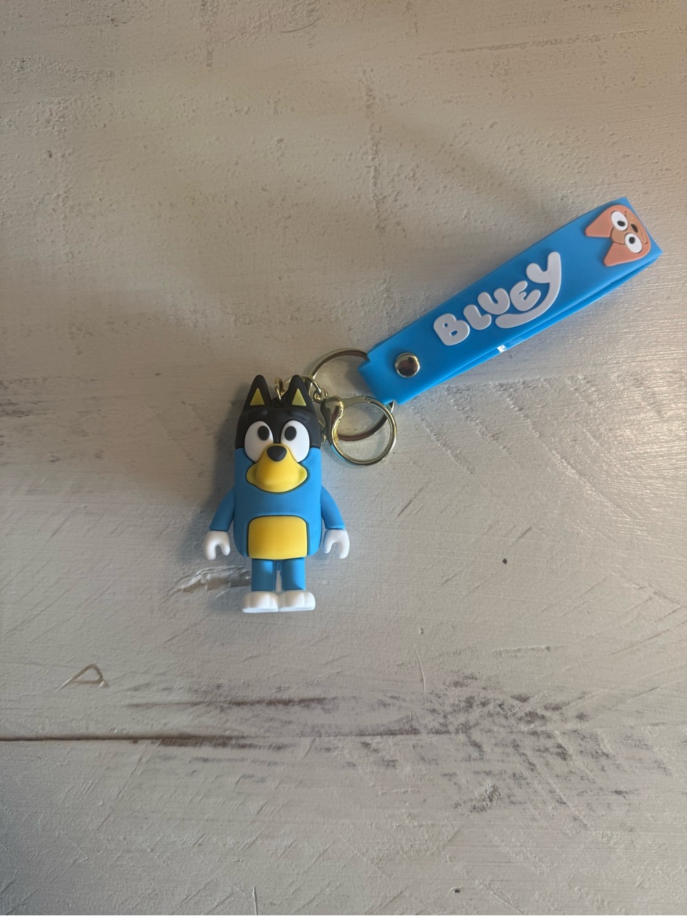 Bluey Keychain Silicone Cartoon Character Wrist Strap Key Ring Kids Gift